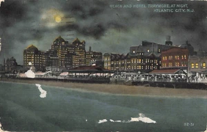 Atlantic City NJ Beach and Hotel Traymore at Night 1916 Antique Postcard 030 - Picture 1 of 2