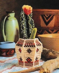 Cactus & Vase - 8-1/4" tall -7 count pc - Plastic Canvas Pattern ONLY - Picture 1 of 2