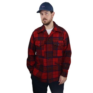 Vtg 70s Pendleton Wool Plaid Field Cruiser Mackinaw Jacket Coat Mens Medium Red - Picture 1 of 8