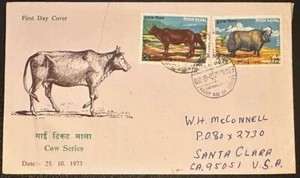 1973 Nepal #276-7 FDC animal, coins *d - Picture 1 of 2