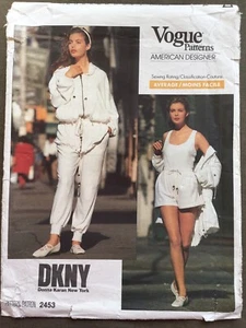 Vogue Sewing Pattern 2453 90s DKNY Jacket Bodysuit Shorts Track Pants 18 20 22 - Picture 1 of 7