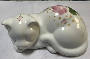 Vintage Ceramic Cat Figurine - Lasting Products Hand Painted Sleeping Cat - Picture 1 of 5