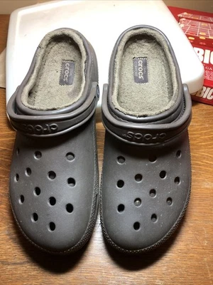 Zuecos Crocs Doble Comodidad Forrados de Vellón Gris Zapatillas Zapatos Talla 12 Usados en Excelente Condición Foto 1 de 4