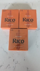 3 x 10 Pack Rico Clarinet Unfiled Reeds Strength 2.5  30 Total - Picture 1 of 4