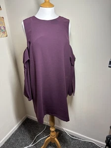 River Island Cold Shoulder Dress Plum Size 16 - Picture 1 of 8