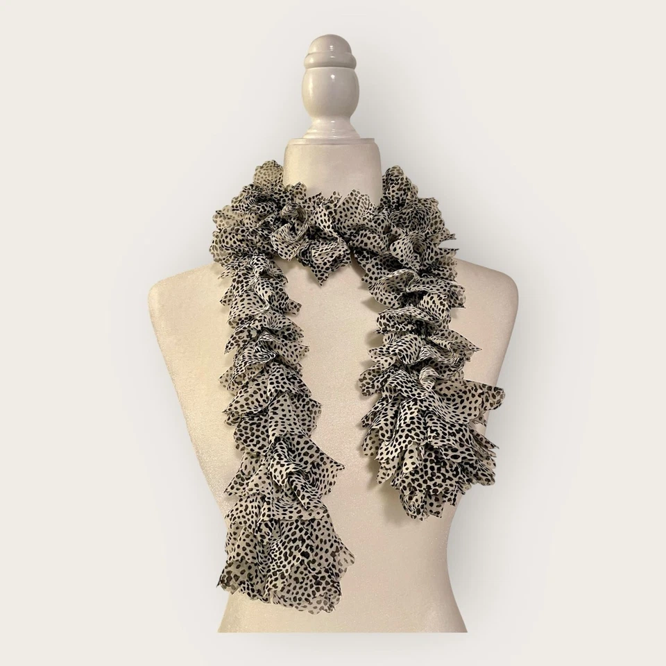 Unbranded Chic Black/White Animal Print Ruffle Scarf - Image 1 of 1