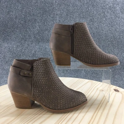Sonoma Boots Womens 7 M Ankle Bootie Brown Woven Comfort Round Toe Block Heels - Image 1 of 4
