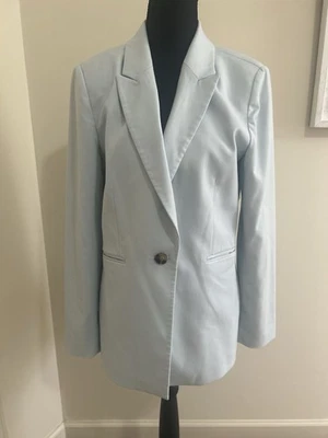 Blazer feminino Alex Marie tamanho 8 azul pálido fecho de um botão com bolsos - Imagem 1 de 4