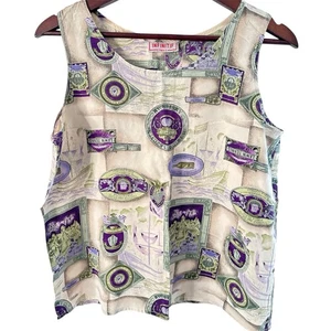 Vintage Infinitif Paris 100% Seide Tank Top Ärmellos M France Art  - Bild 1 von 8