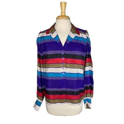 Blusa vintage LIZ CLAIBORNE multicolor a rayas manga larga talla 6 para mujer años 80 Foto 1 de 4