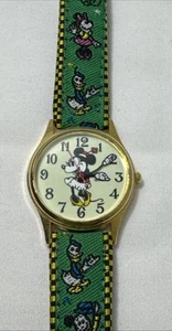 Vintage Armbanduhr Minnie Mouse Walt Disney Production Echtleder grün - Bild 1 von 14