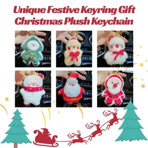 Einzigartiger niedlicher festlicher Schlüsselanhänger Geschenk entzückend Weihnachten Plüsch Schlüsselanhänger Taschenanhänger - Bild 1 von 24