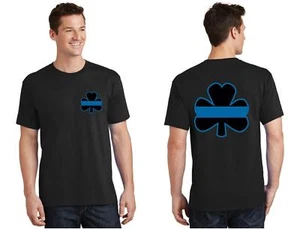 Thin Blue Line Shamrock Clover Law Enforcement Police Irish Ireland Short Shirt - Bild 1 von 1