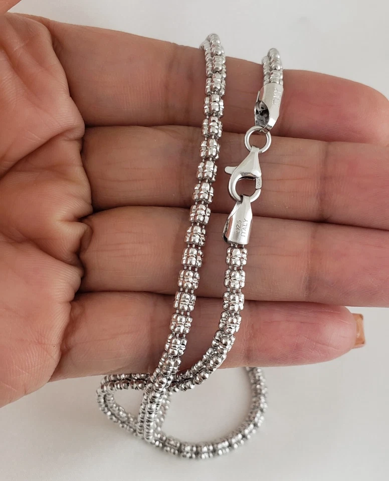 925 Пробы 3 мм льда цепочка ожерелье 22» - Изображение 1 из 1