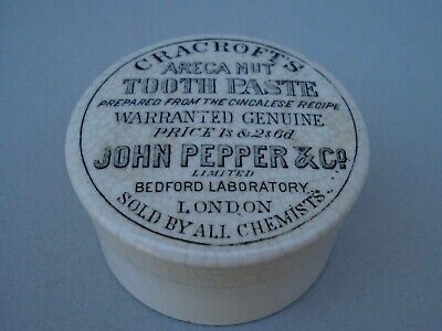Antique (c1900) Tooth Paste, Transfer Advertised Jar, Pot Lid With Inside Trans! • 61.98$