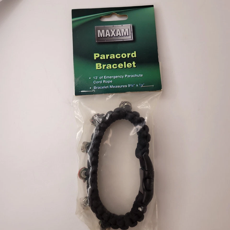 Pulsera Maxam 13" Negra Paracord Decorada con 6 Diferentes Cuentas de Calavera de 0,5" Foto 1 de 4
