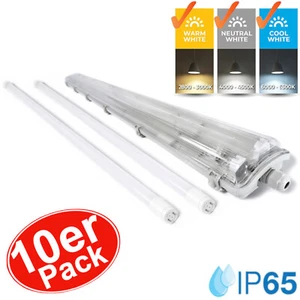 10x LED Feuchtraumleuchte Wannenleuchte IP65 inkl. 2x T8 LED 120cm G13 Bürolampe - Bild 1 von 6