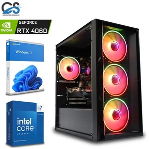 Fast Gaming PC Intel i7-14700F 32GB DDR4 8GB RTX 5060 2TB + 1TB SSD Windows 11 - Picture 1 of 9