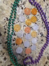 Lot Of New Orleans Mardi Gras Tokens & Beads 20 Pieces  1970s To Present Vintage