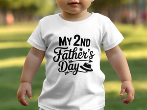 Boys 2nd Birthday Shirt My 2nd Father's Day Boys Second Birthday T-Shirt White - Picture 1 of 5