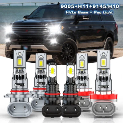 For Ford Expedition 2018 2019 2020 6X 6000K LED Headlight Hi/Lo + Fog Light Bulb - Image 1 of 4