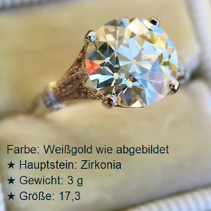 Modischer und exquisiter Damen-Vintage-Stil Ring, schlicht, 3 Karat, rund