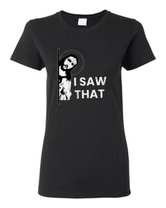 I Saw That Funny Jesus In Doorway Distress Faith Women TShirt - Picture 1 of 13