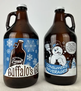 GROWLER JUGS BREWING BUFFALO NY 64oz BEER EMPTY AMBER GLASS BOTTLES - Picture 1 of 4