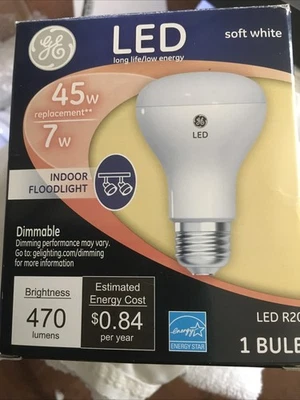GE LED R20 Dimmable Floodlight Bulb - 7W (Replaces 45W) 470 Lumens #34304 - Image 1 of 4