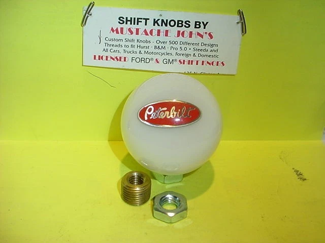 Perilla de cambio personalizada con logotipo grande Peterbilt 2" (blanco sólido) Foto 1 de 1