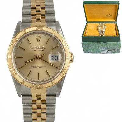 Rolex DateJust Thunderbird 16263 18k & Stainless Champagne Turn-O-Graph 36mm BOX - Image 1 of 4