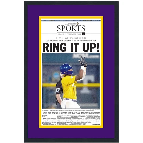 Framed The Times-Picayune Ring It Up LSU Tigers 2023 CWS Champs Newspaper Photo Cover