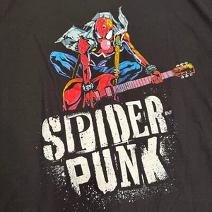 Spiderman Spider Punk's Tee Shirt SZ-XXL Black Double sided NWT RARE !! MARVEL - Imagen 1 de 9