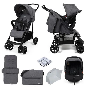 Juego de cochecito de paseo Puggle Luxe 2 en 1 sistema de viaje infantil PAQUETE GRIS NUEVO UK - Imagen 1 de 8
