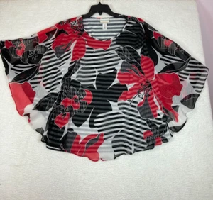 Alfred Dunner Top Womens 24W Floral Black Red Layered Flowy Shirt - Picture 1 of 8