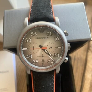 Emporia Armani Men’s Watch - Black & Blood Orange suede band - Picture 1 of 6