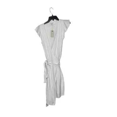 Lucky Brand Wrap Dress Size Small White Linen Blend Side Tie Womens New - Image 1 of 4