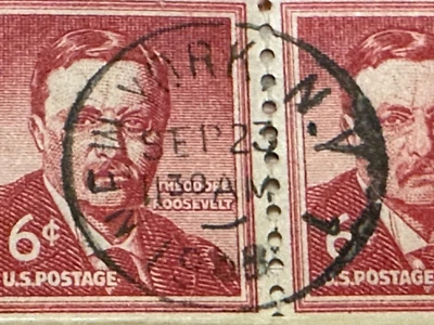 Ultra Rare “save The Easy Way”, New York N.Y. Cancel.  4 1955 Roosevelt Stamp - Image 1 of 3