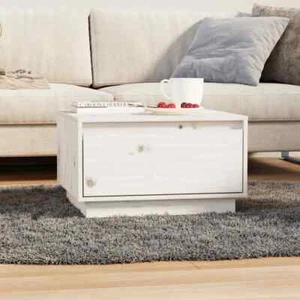 NNEVL Coffee Table White 55x56x32 cm Solid Wood Pine - Picture 1 of 9