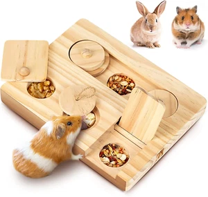 Guinea Pig Foraging Toys, 6 in 1 Hamsters Wooden Interactive Enrichment Toys, Tr - Picture 1 of 7