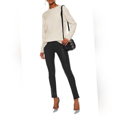 Pantalón ajustado IRO Zaslim negro 100 % cuero de cordero tiro bajo 38 6  Foto 1 de 4