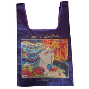 Olivia x Laurel Burch lila faltbare wiederverwendbare Tragetasche Neu mit Etikett - Bild 1 von 7