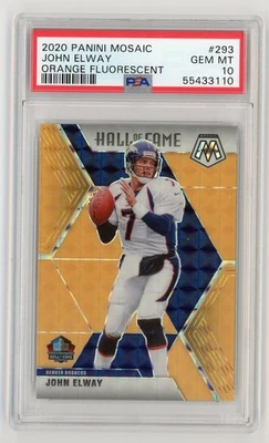 2020 Panini Mosaico #293 John Elway Laranja Mosaico Fluorescente Prizm /25 PSA 10 - Imagem 1 de 2