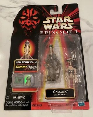Star Wars Episodio 1 1998 Gasgano con figura Pit Droid y chip CommTech Foto 1 de 3