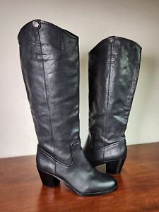 Frye Women's Jolene Pull On Leather Boots Black Size 7.5 EUC! Western Biker