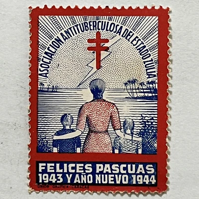 1943 1944 ZULIA ВЕНЕСУЭЛА ТУБЕРКУЛЕЗ МОЛНИЯ СЧАСТЛИВАЯ ПАСХАЛЬНАЯ ПЕЧАТЬ МАРКА - Изображение 1 из 2