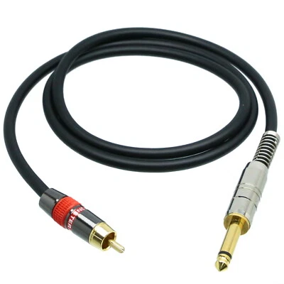 DIY Extension Cable Leads L-2T2S 6.35mm 1/4" mono TS to RCA phono plug Red - Image 1 of 2