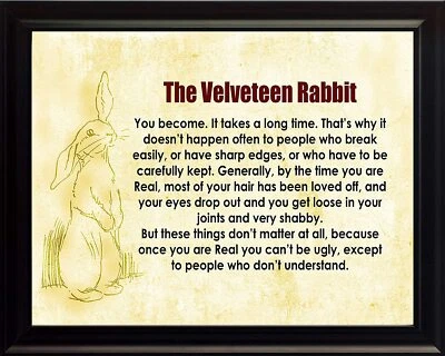 WESELLPHOTOS The Velveteen Rabbit You Become Poster Print Picture or Framed Wall Art