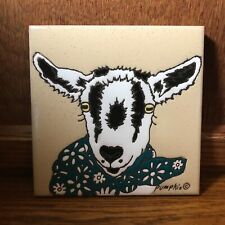 Pygmy Goat w/Scarf Painted tile by Pumpkin Tile - W109 - 6 x 6" 