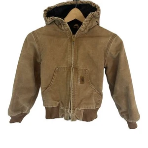 Carhartt Jacket Faded Distresssed Duck Canvas Kids Youth Small 6/7 Brown Tan D1 - Picture 1 of 20